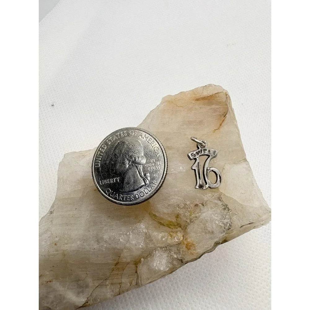 Vintage Sterling Silver Sweet 16 Charm Birthday Number 16 Bracelet Charm Tested‎
